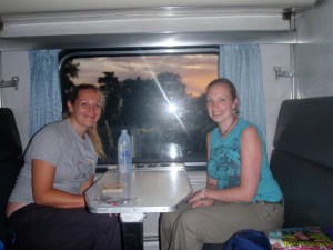 My friends Jo & Becky in the lower berth