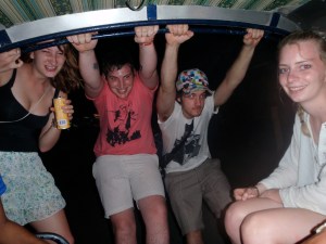 No room in the songtaew? No worries! Just hold onto the back! No seriously- HOLD ON. And hold on to your alcohol too!